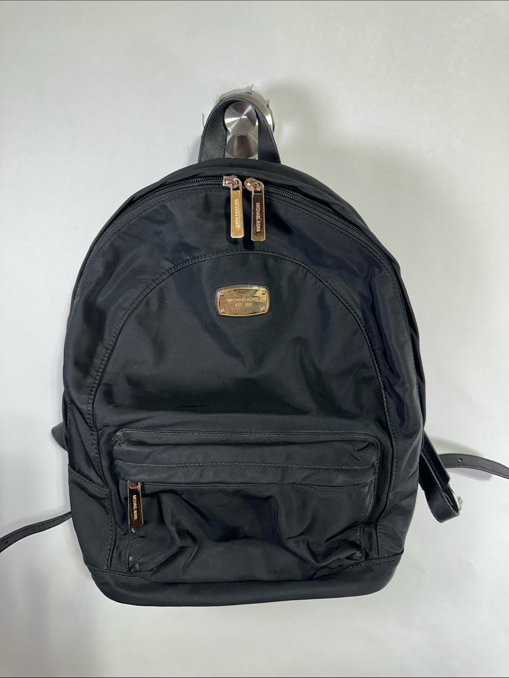 Michael Kors Black Nylon Mini Backpack with Gold Accents